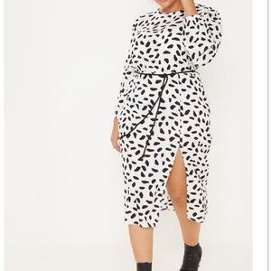 Tie Waist Dalmatian Midi Dress